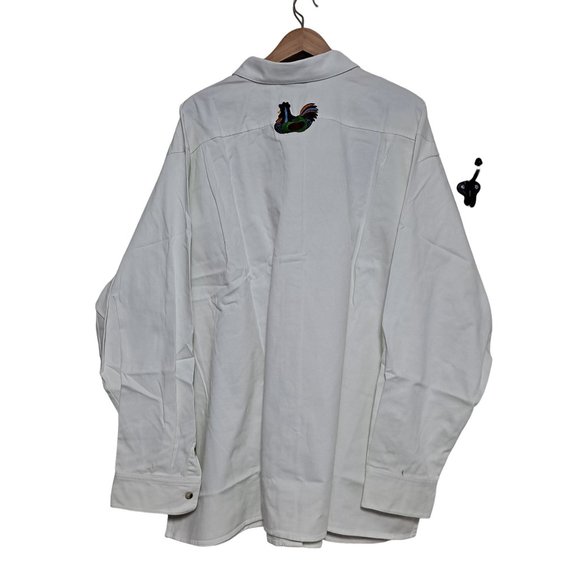 Quacker Factory Shirt Woman Size 3X Embroidere Rooster Colorful Button Up Pocket - Picture 2 of 11